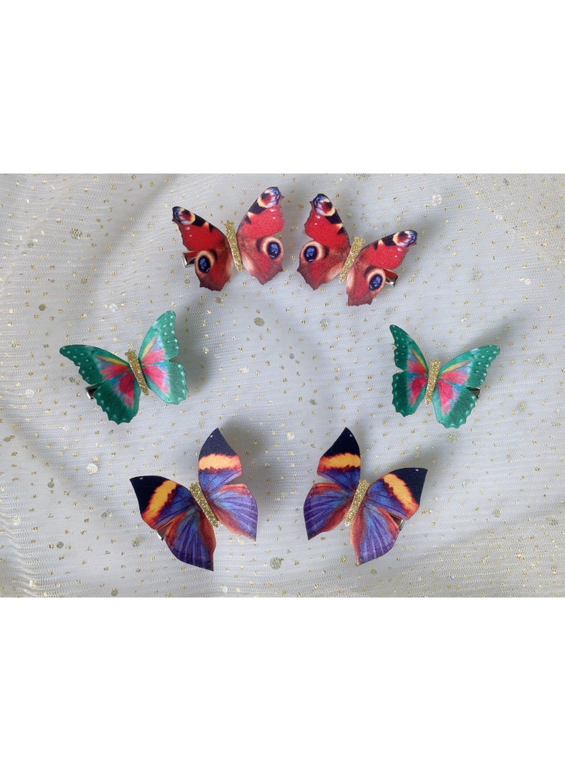 NAME 6-Pieces Fabric Butterfly Nickel free Hair Clips for Teens Women Hair Accessories (Color Random) - Image 3